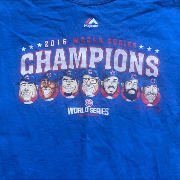 Majesic MLB Chicago Cubs 2016 World Series Champions Caricature Shirt-Small-GUC - Picture 2 of 4
